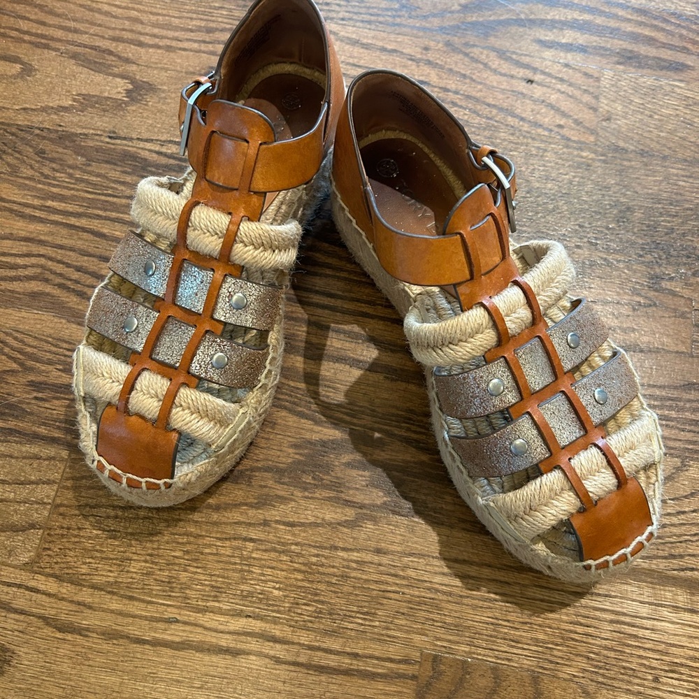 Tory Burch Leather and Woven Sandals - Picture 3 of 5